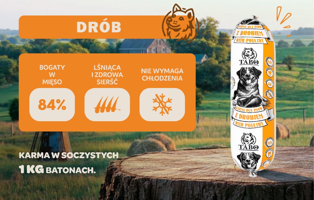 TABO Karma Z Drobiem 1 kg - Grafika E-commerce