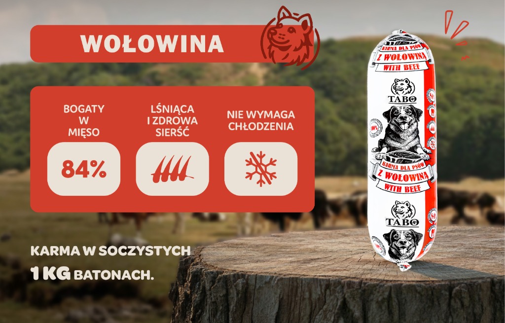 TABO Karma Z Wołowiną 1 kg - Grafika E-commerce